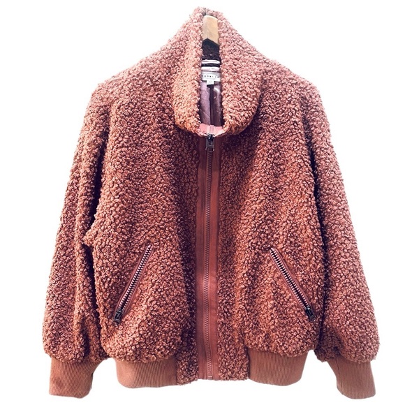 NWOT Teddy Inspired Relaxed Fit Sherpa Jacket in Terracotta Size Medium - Picture 10 of 11